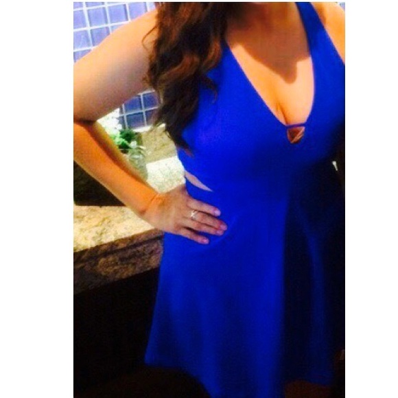 Express Royal Blue Side Cut Out Mini Dress - Picture 3 of 4